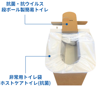 抗菌・抗ウイルス段ボール製簡易トイレ 非常用トイレ袋ホストケアトイレ（抗菌）